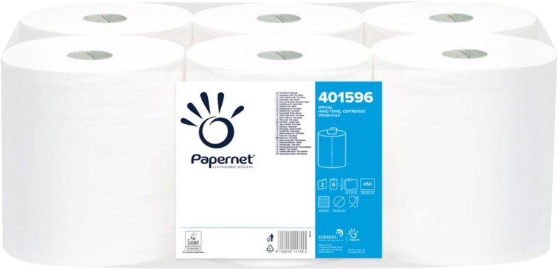 Thumbnail - Papernet Special Handtuchrolle Zentralentnahme Weiß 2-lagig 401596 6 Rollen à 137 m