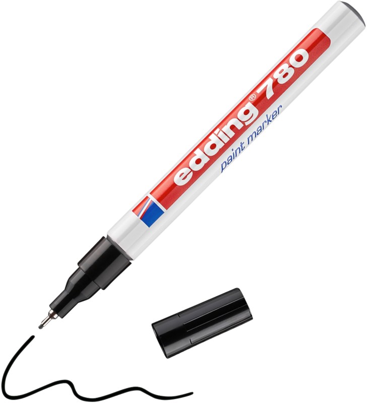 Thumbnail - edding 780 Permanent Lackmarker Schwarz Extra Fein Nadelspitze 1 - 0,8 mm Wasserbeständig