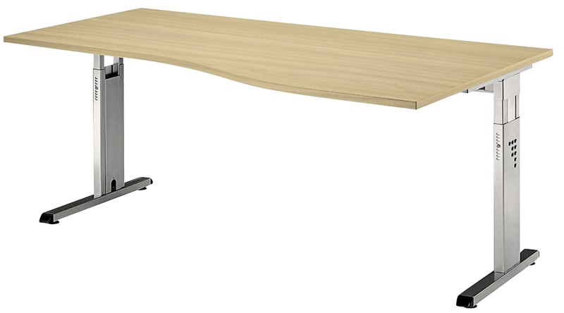 Thumbnail - Hammerbacher Matrix Höhenverstellbar Schreibtisch Freiform Ahorn Melaminharzbeschichtete Spanplatte, Metall C-Fuß 1.800 ...