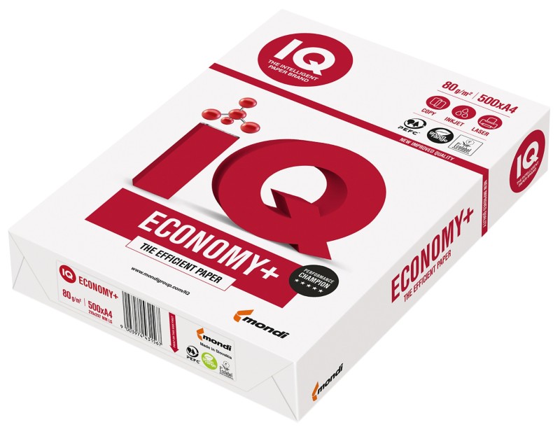 IQ Economy+ DIN A4 Druckerpapier Weiß 80 g/m² Glatt 500 Blatt