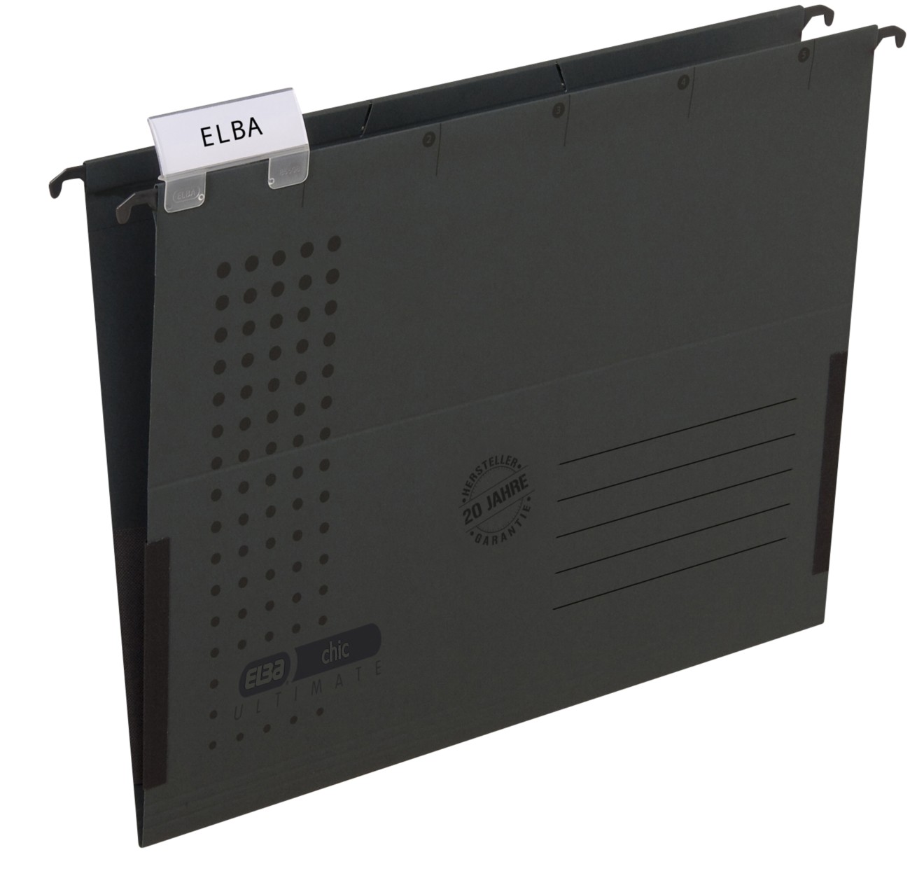 ELBA chic ULTIMATE Hängemappen DIN A4 V-Boden Anthrazit Blauer Engel UZ56 (Recyclingkarton Schreibwaren) 5 Stück