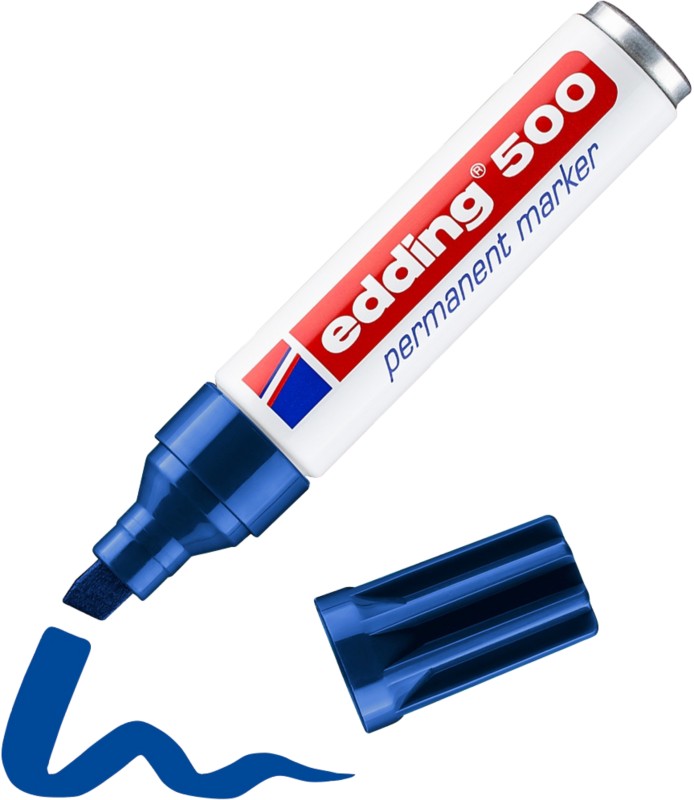 Thumbnail - edding 500 Permanentmarker Breit Keilspitze 2 - 7 mm Blau Nachfüllbar Wasserbeständig
