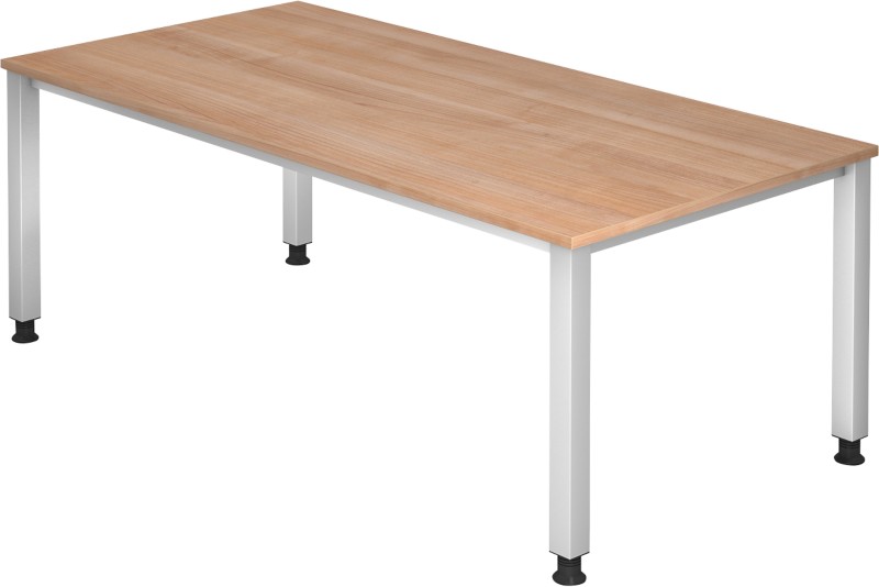 Thumbnail - Hammerbacher Q Serie Höhenverstellbar Schreibtisch Rechteckig Walnuss 4 Füße 1.000 (B) x 685 (H) mm Holz