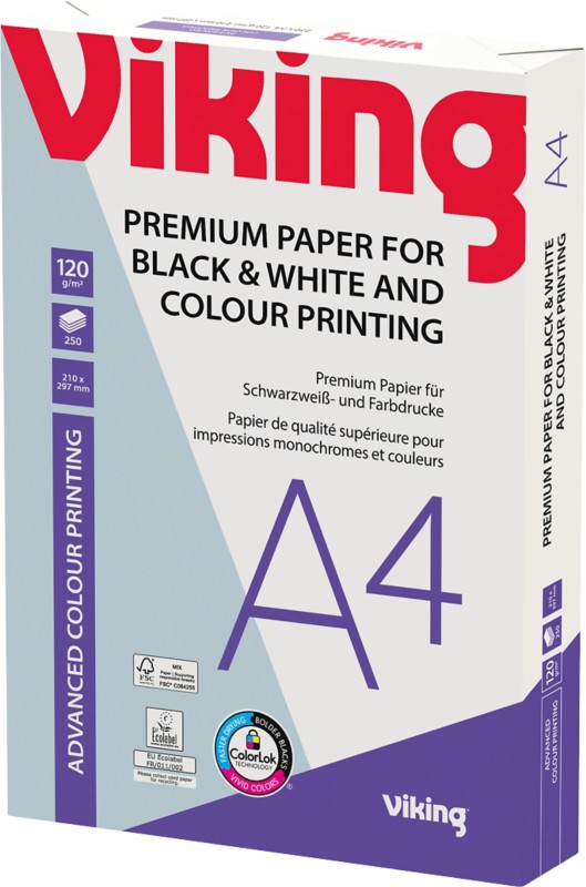 Papier Viking Colour Print A4 120 g/m² Blanc 250 feuilles