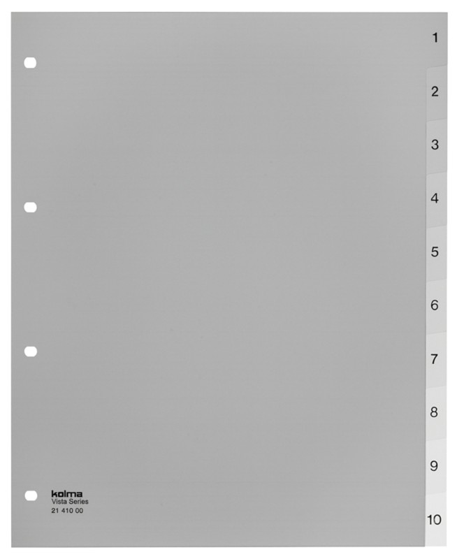 Kolma 1 bis 10 Register DIN A4+ Transparent 10-teilig Kolmaflex 4 Löcher Vista