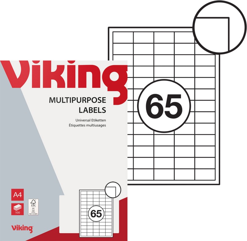 Viking 980459 Universaletiketten Weiß 38,1 x 21,2 mm 100 Blatt à 65 Etiketten