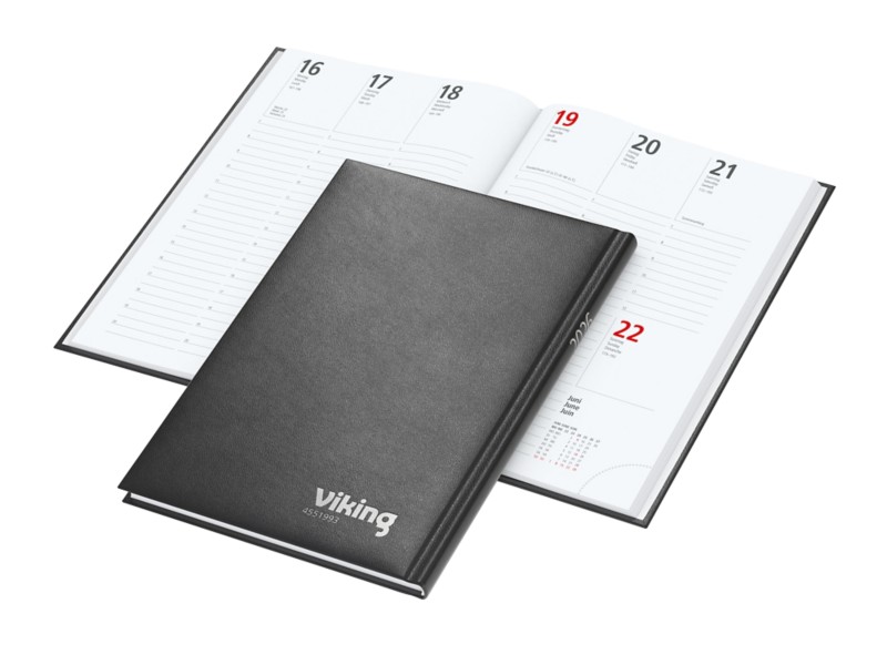 Viking Terminplaner 2026 DIN A5 1 Woche / 2 Seiten Deutsch<multisep/>Englisch<multisep/>Französisch Schwarz 4551993