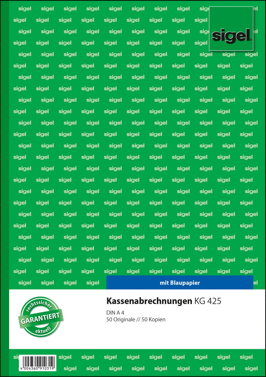 Sigel Kassenabrechnung DIN A4 50 Blatt KG425