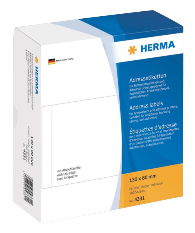 HERMA Adressetiketten 4331 Weiß 130 x 80 mm 500 Stück