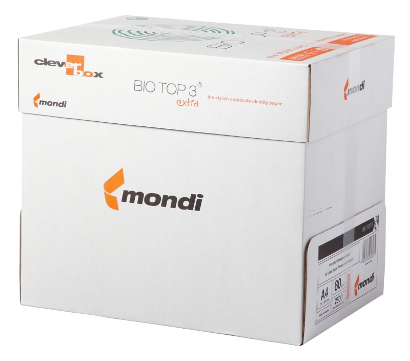 Bio Top 3 Chlorfrei gebleichtes Kopier-/ Druckerpapier DIN A4 80 g/m² Weiß 89 CIE Quickbox mit 2500 Blatt