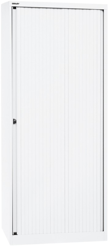 Bisley Rollladenschrank Stahl 4 Fachböden abschließbar 800 x 430 x 1.980 mm Verkehrsweiß