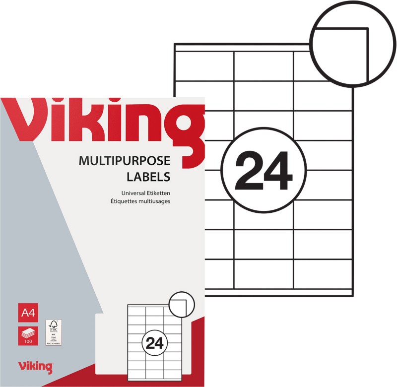 Viking 980460 Universaletiketten Weiß 70 x 36 mm 100 Blatt à 24 Etiketten