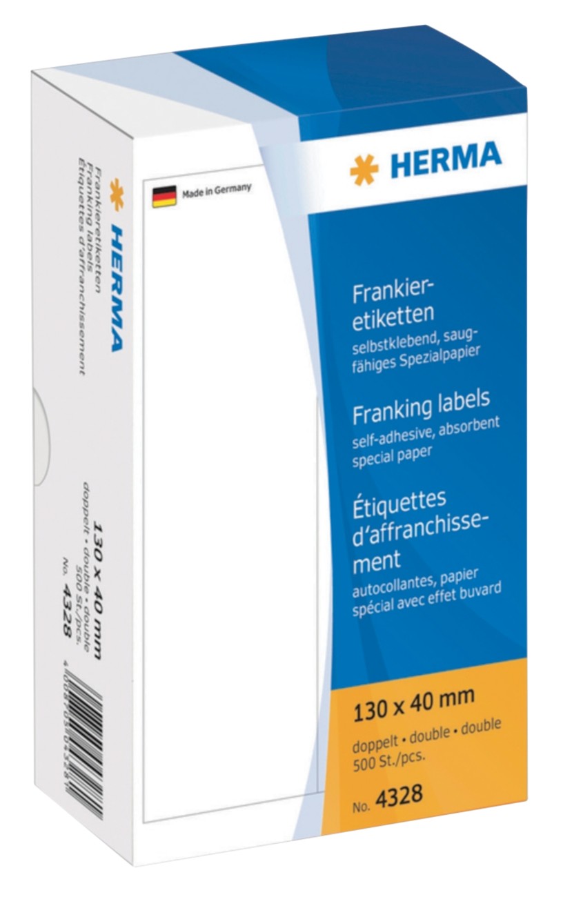 HERMA Frankieretiketten 4328 Weiß 130 x 40 mm 250 Blatt à 2 Etiketten SP-4328