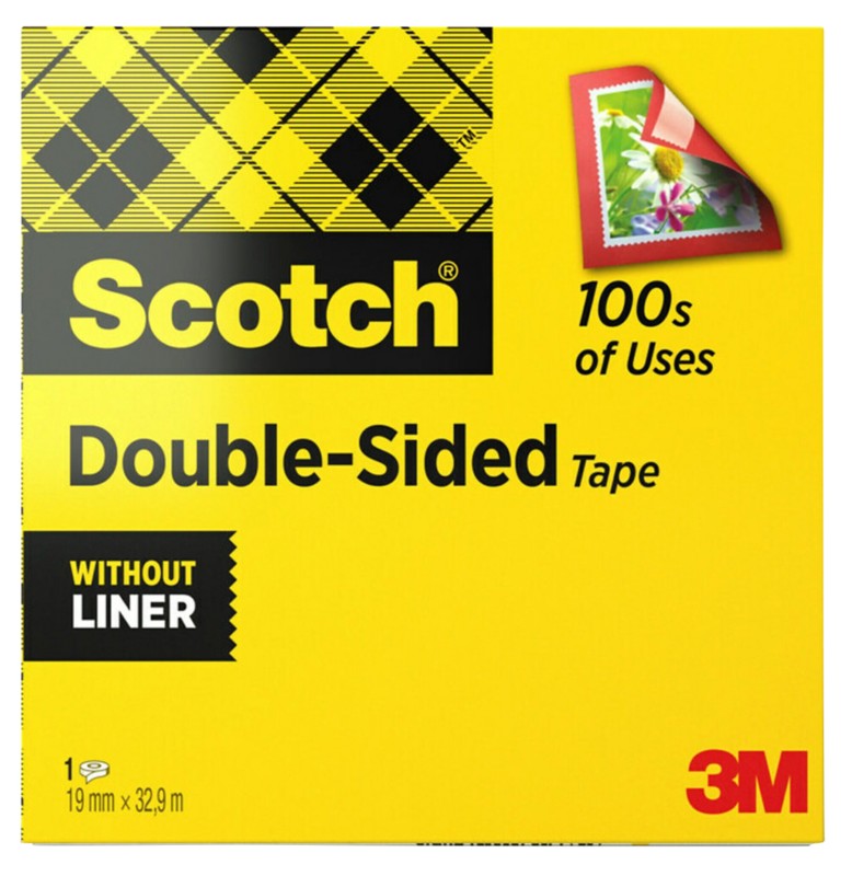 Scotch Doppelseitiges Klebeband Transparent ohne Schutzfolie 19 mm x 33 m