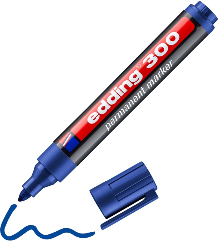 Thumbnail - edding 300 Permanentmarker Mittel Rundspitze 1,5 - 3 mm Blau Nachfüllbar Wasserbeständig