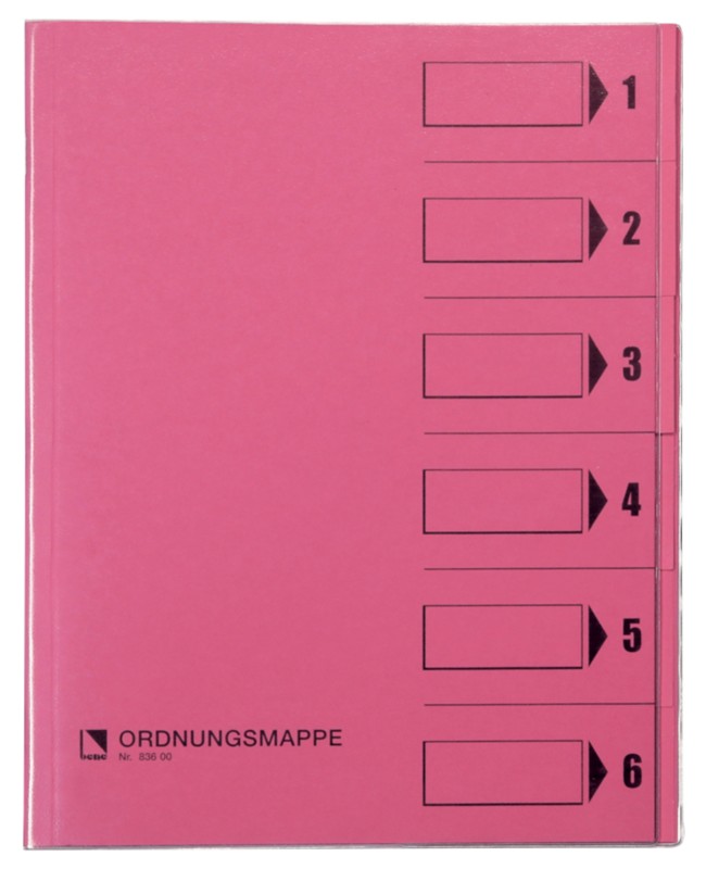 Thumbnail - Bene Ordnungsmappe DIN A4 Rosa Hartpappe (RC) 6-teilig 24,4 x 31,2 cm