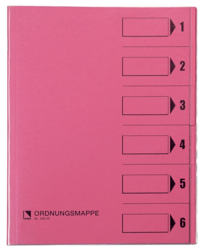 Bene Ordnungsmappe DIN A4 Rosa Hartpappe (RC) 6-teilig 24,4 x 31,2 cm