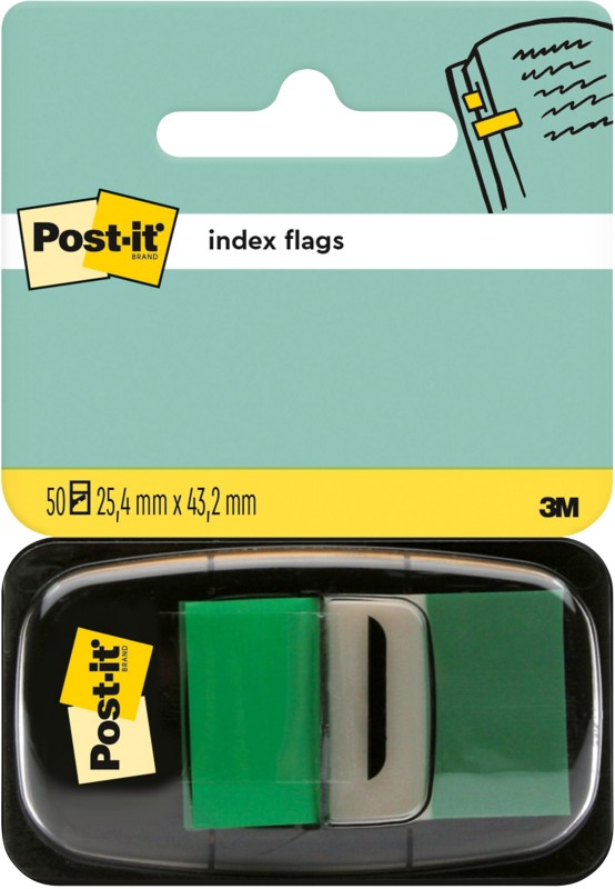 Post-it Index-Haftstreifen Rechteckig 2,54 x 4,32 cm Grün I680-3 50 Streifen