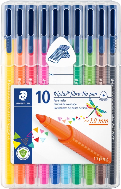 Staedtler Triplus Fineliner Pen Assorted Desktop Pack of 10