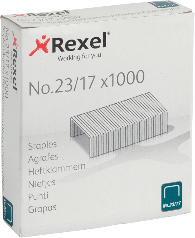 Rexel No.23 Heftklammern 23/17 2101052 Verzinkter Stahl Silber 1000 Heftklammern