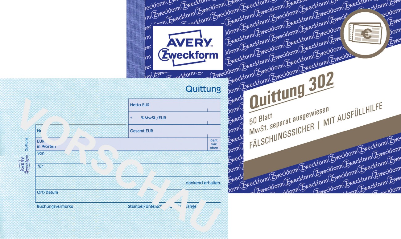 AVERY Zweckform Quittungsformulare 302 DIN A6 quer Perforiert N/A 50 Blatt