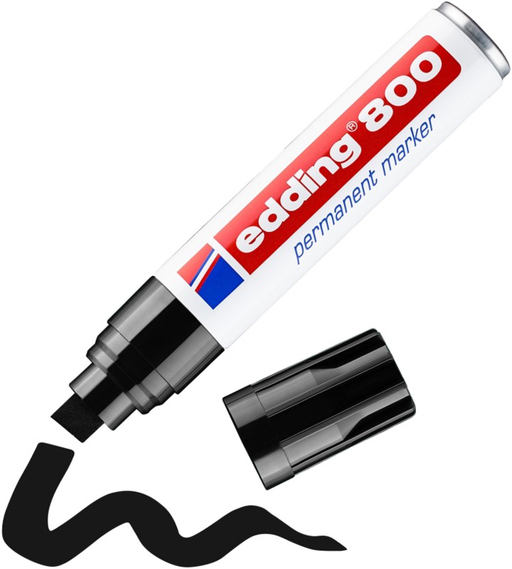 Thumbnail - edding 800 Permanentmarker Extra Breit Keilspitze 4 - 12 mm Schwarz Nachfüllbar Wasserbeständig