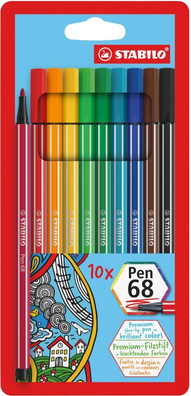 Stabilo STABILO Pen 68 Pack of 10 | Colouring > Felt & Fibre Tip Pens > Felt & Fibre Tip Pens