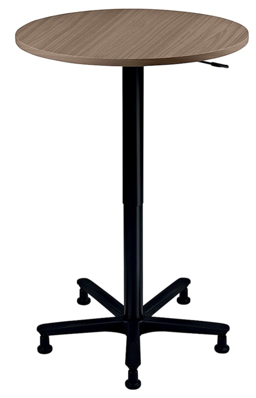 Thumbnail - Hammerbacher VST Höhenverstellbar Stehtisch Freiform Walnuss Drehkreuz aus Metall 800 (B) x 800 (T) x 1.140 (H) mm Spanp...