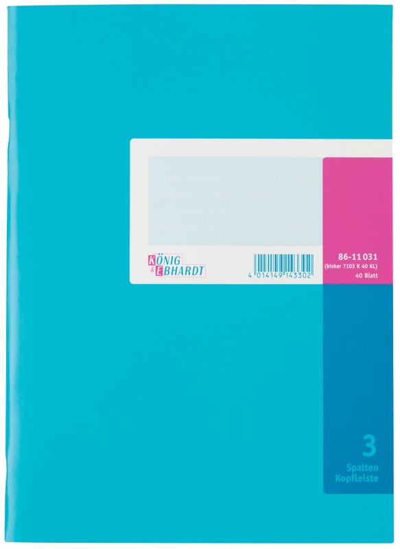 König & Ebhardt Spaltenbuch 7103K40KL DIN A4 80 g/m² Blau 40 Blatt