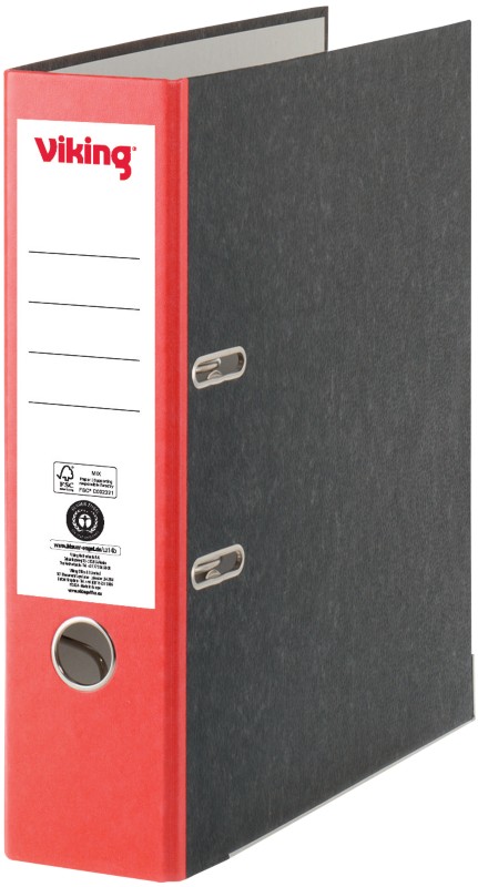 Viking Ordner DIN A4 80 mm Rot, Schwarz 2 Ringe Pappkarton Wolkenmarmor Hochformat Recycled