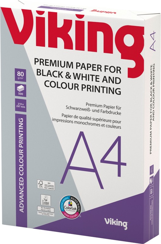 Viking Advanced Colour Printing DIN A4 Druckerpapier Weiß 80 g/m² Glatt 500 Blatt