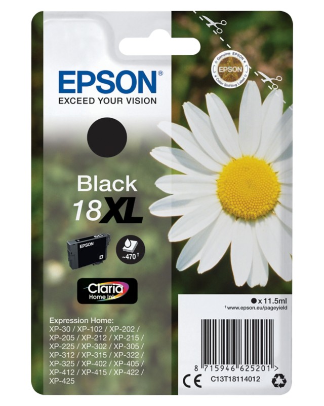 Epson 18XL Original Tintenpatrone C13T18114022 Schwarz