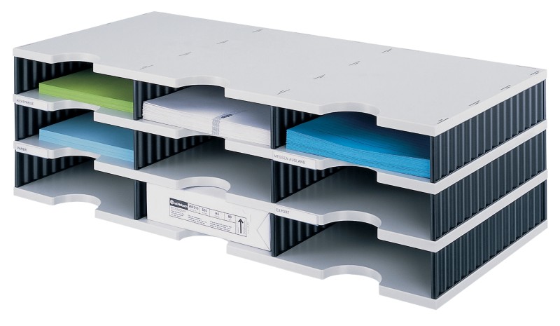 Styro Sortierstation styrodoc trio 9 Fächer grau/schwarz