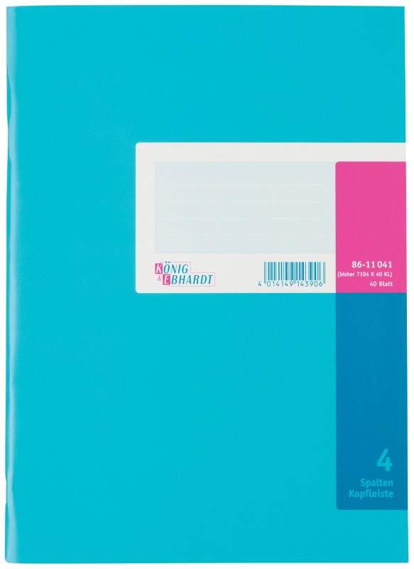 König & Ebhardt Spaltenbuch 4 Spalten DIN A4 80 g/m² Blau 40 Blatt