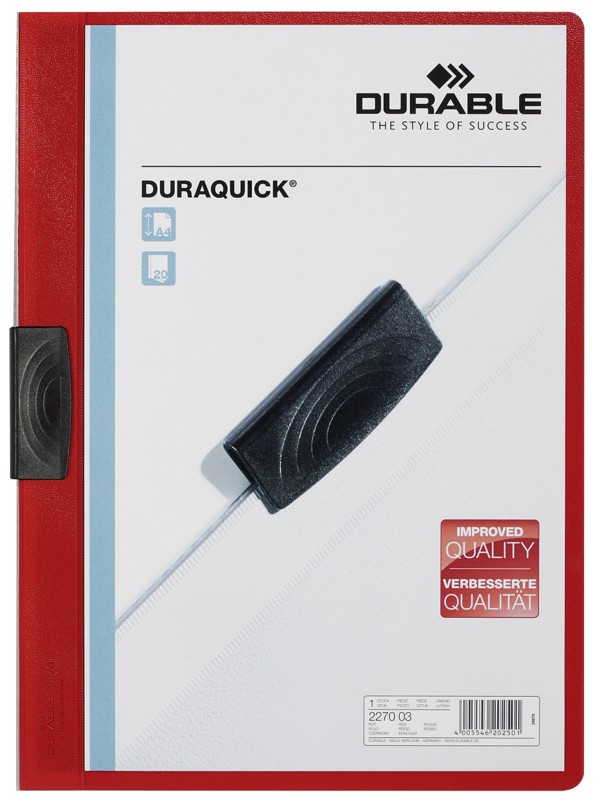 Thumbnail - DURABLE Duraclip Klemmmappe 20 Blatt DIN A4 Rot