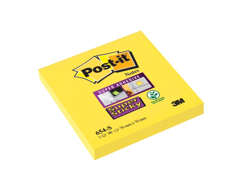 Post-it Super Sticky Notes 76 x 76 mm Ultra Yellow 12 Pads of 90 Sheets