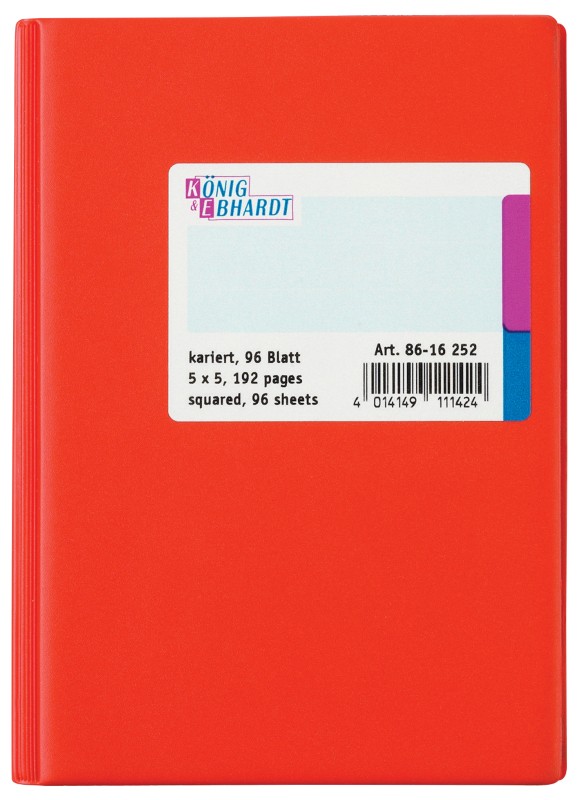 König & Ebhardt Geschäftsbuch DIN A6 Kariert 90 g/m² Rot 96 Blatt