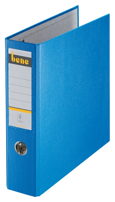 Thumbnail - Bene Doppelmechanismus Ordner Breit DIN A5 quer 75 mm Blau 4 Ringe 292900BL Pappkarton Matt Hochformat
