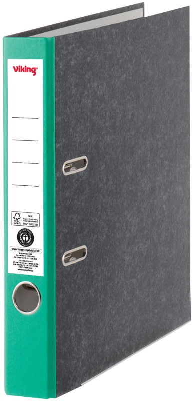 Viking Ordner DIN A4 50 mm Grün, Schwarz 2 Ringe Pappkarton Wolkenmarmor Hochformat Recycled