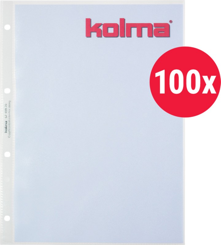 Kolma AntiReflex Prospekthüllen DIN A4 Genarbt Transparent 60 Mikron PP (Polypropylen) Oben 4 Löcher 100 Stück