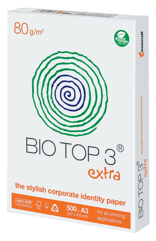 Bio Top 3 DIN A3 Druckerpapier 80 g/m² Matt Weiß 500 Blatt