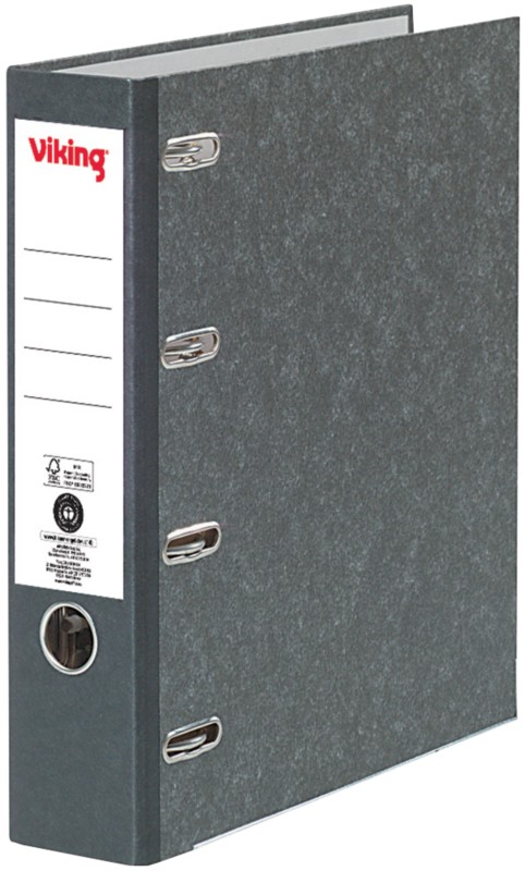 Viking Ordner DIN A4 75 mm Schwarz 4 Ringe Pappkarton Hochformat Recycled