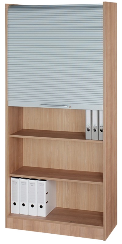 Hammerbacher Rollladenschrank Nussbaum, Silber 900 x 400 x 2.004 mm