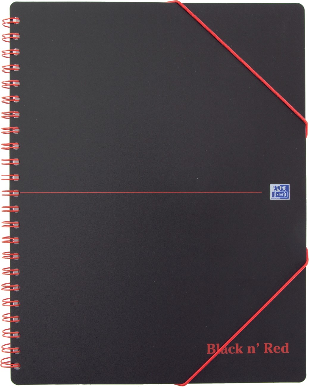 Oxford Meeting Book Black N' Red A4+ Ruled Spiral Bound Pp (Polypropylene) Hardback Black, Red Perforated 160 Pages