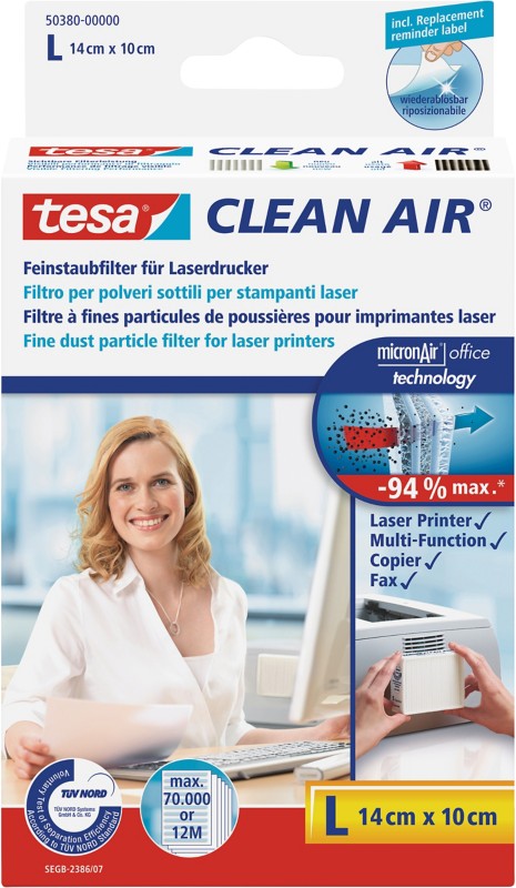 tesa Feinstaubfilter L für Laserdrucker Weiß 13,8 x 9,4 x 3,7 cm