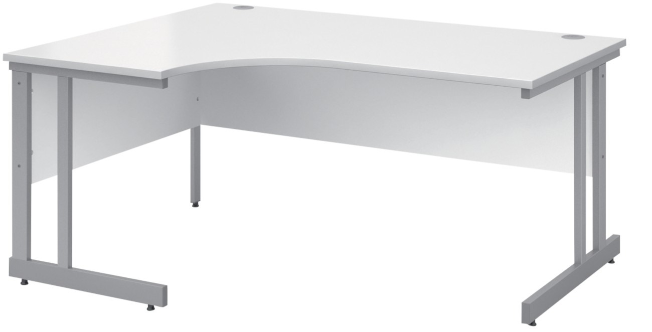 Dams International Momento Left Hand Corner Desk Corner White Cantilever 1,600 (W) X 1,200 (D) X 725 (H) Mm Mfc (Melamine Faced Chipboard)