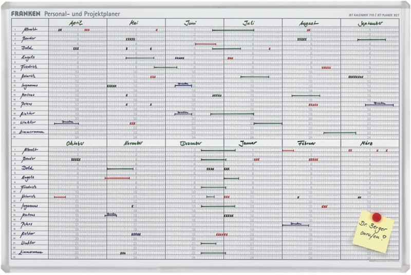 Franken Urlaubsplaner JK 710 bis 48 Positionen Weiß, Silber 90 x 60 cm