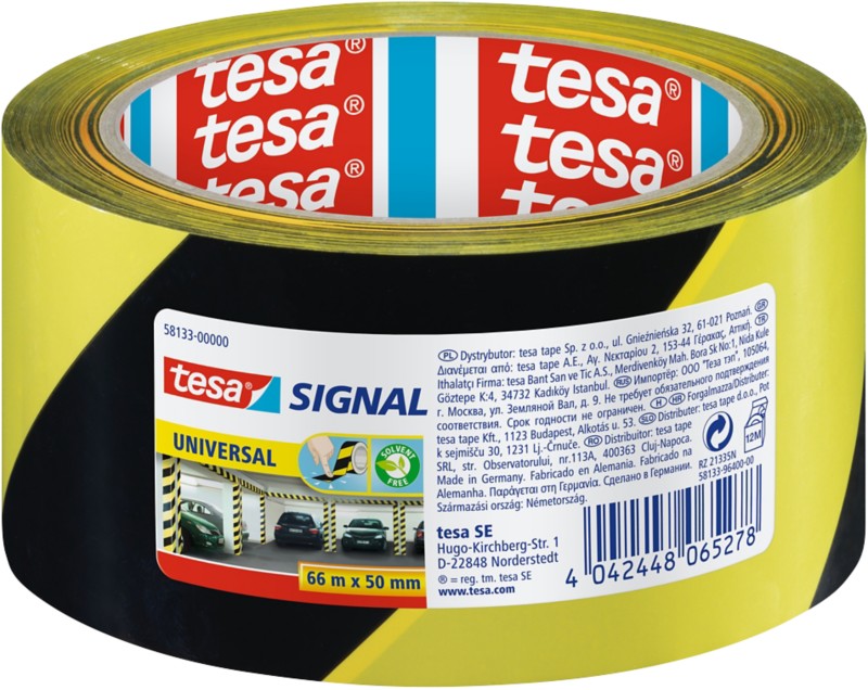 tesa Signalklebeband tesasignal Universal Gelb, Schwarz 50 mm (B) x 66 m (L) PP (Polyproplylen)