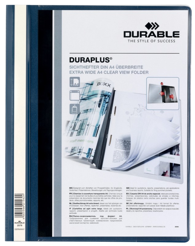 DURABLE DURAPLUS Präsentationshefter 2579-07 DIN A4+ PVC (Polyvinylchlorid) 24 (B) x 31,1 (H) cm Dunkelblau