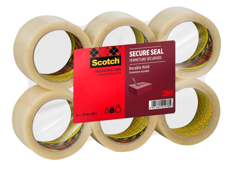 Scotch Secure Seal Verpackungsklebeband Transparent Stark 50 mm (B) x 66 m (L) PP (Polypropylen) 56 Mikron Pack mit 6 Ro...